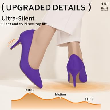 IDIFU Purple High Heels Pumps Closed Toe Heels Women's Pumps Stiletto Pointed Toe Dress Shoes Wedding Prom Bridal Work Office Bride Trendy Dressy Comfortable Classic Pumps Shoes(Purple Suede,6) - Image 6
