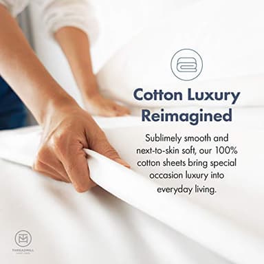 Threadmill 100% Cotton Sheets for Queen Size Bed - 600 Thread Count Queen Bed Sheets Set with 16” Deep Pocket - Sateen Weave 4-Piece Bedding Set with Cooling Effect, Folkstone Blue - Image 9