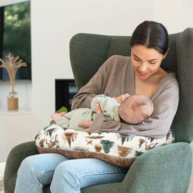 GRSSDER Nursing Pillow Cover Stretchy Minky Removable Nursing Covers for Breastfeeding Pillows, Ultra Soft Comfortable Slipcover for Boy and Girls, Stylish Watercolor Forest Deer and Leaves - Image 4