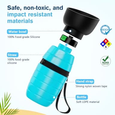 Pecute Portable 22 oz Dog Water Bottle, 2 in 1 Dog Water Bottle Bowl Leakproof with Double Seal, BPA Free, Lightweight, Pet Water Bottel Dispenser for Outdoor Walking Triping Hiking Camping Travels - Image 3