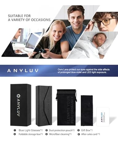 ANYLUV Blue Light Glasses for Men, Computer Gaming Glasses men, Stylish Anti Eyestrain Blue Light Blocking Glasses Men - Image 7
