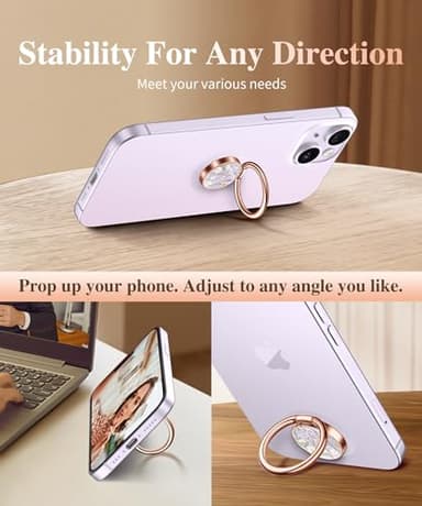 GVIEWIN Floral Cell Phone Ring Holder, Metal Kickstand Grip 360° Rotation Compatible with iPhone 17/16/15/14/Pro Max/Air/Plus Series & Galaxy S25/S24 Ultra and Other Phones (Vibrant Spring/Purple) - Image 5