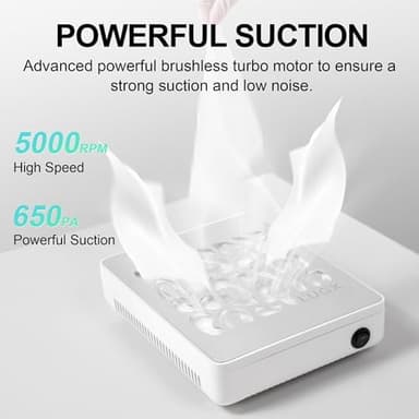 L'UGX Nail Dust Collector, Professional Dust Collector Nail Tech, Powerful Dust Suction Machine Manicure Pedicure Tool for Acrylic Nail Polishing, Low Noise, 30 Pcs Filter Papers - Image 5
