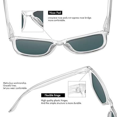 MEETSUN Polarized Sunglasses for Women Men Classic Retro Designer Style (Clear Frame/Pink Mirrored Lens, 54) - Image 4