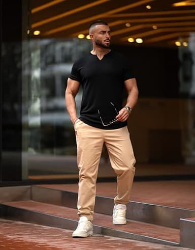 JMIERR Joggers for Men Casual Travel Pants with Pockets and Elastic Waistband, 2 Pack, 2XL, Black/Light Grey - Image 5