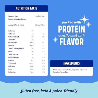 Chicken of the Sea Albacore Tuna in Water Packet, 2.5 oz. Packets (Box of 12), Wild Caught Tuna, Gluten-Free - Image 3