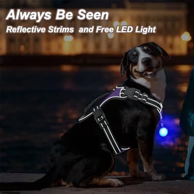 Perperqer Dog Harness Purple No Pull Y Shaped for Medium Sized Dog, Small to Large Dogs Reflective Adjustable Easy Walk Puppy Harnesses,Heavy Duty Girl Boy Pet Vest 3 Buckle with Handle & Light,L - Image 4