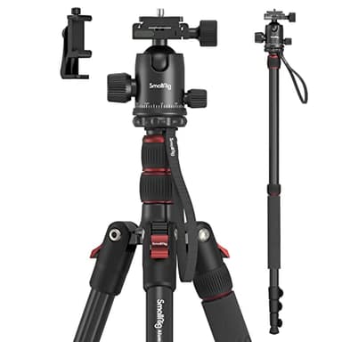 SmallRig Camera Tripod, 71" Foldable Aluminum Tripod/Monopod, 360°Ball Head Detachable, Payload 33lb, Adjustable Height from 16" to 71" for Camera, Phone - Image 1