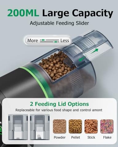 Automatic Fish Feeder for Aquarium, Auto Fish Food Dispenser with Timer and Feeding Ring, Moisture-Proof, Smart Fish Tank Vacation Feeder with 2 AAA Batteries - Image 3