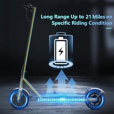 Electric Scooter for Adult, 19 MPH Top Speed, 21 Miles Long Range, w/h 350W Powerful Motor, 8.5" Solid Tire, Fast Charging, Folding Electric Scooter, Dual Braking, Smart APP, Max Load 264 LBS - Image 5