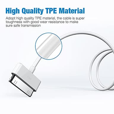 sarmert Apple Certified 30 Pin USB Charging Cable, 4.0ft USB Sync Charging Cord iPhone Compatible for 4 4s 3G 3GS iPad 1 2 3 iPod Touch Nano White (1 PCS) - Image 3