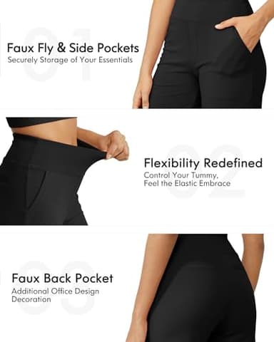 G4Free Capri Pants for Women Wide Leg Yoga Capri Leggings High Waisted Dress Cropped Pants with Pockets for Casual Summer(Black,M,21") - Image 4