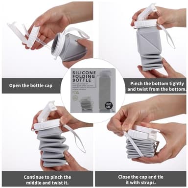 XSSDPDC Food Grade BPA Free Silicone Water Bottle, 21oz Collapsible Water Bottlewith Straw Leakproof for Sports,Office, Gym, Hiking, Mountaineering, Travel（green+blue+gray） - Image 4