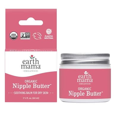 Earth Mama Organic Nipple Butter™ | Nipple Cream Safe for Breastfeeding | Postpartum Essentials for Nursing | Non Lanolin Nipple Cream, 2-Fluid Ounce - Image 1