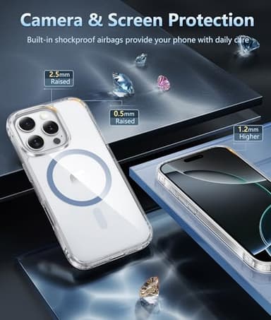 FNTCASE for iPhone 16 Pro-Max Case: Magnetic Military Grade Drop Protection Anti Yellowing Cell Phone Cover - Rugged Shockproof Protective Bumper Transparent Cases - Image 6