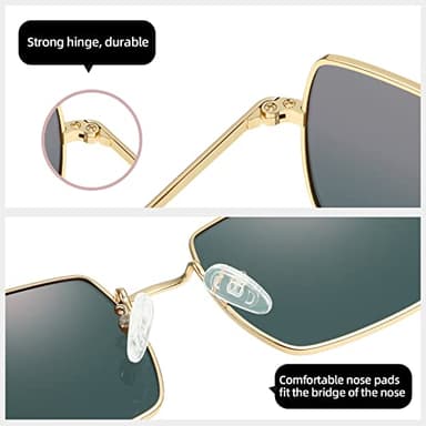 MEETSUN Rectangle Polarized Sunglasses for Women Men Retro Classic Square Sun Glasses UV400 Protection Vintage Metal Frame Gold/Pink Mirror Lens - Image 5