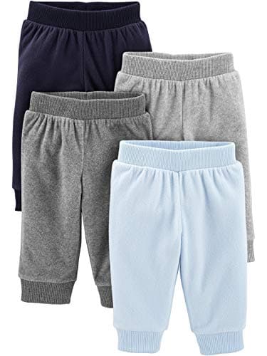 Simple Joys by Carter's Baby Boy's 4-Pack Fleece Pants Pants, Heather Grey/Navy/Light Blue, 24M - Image 1