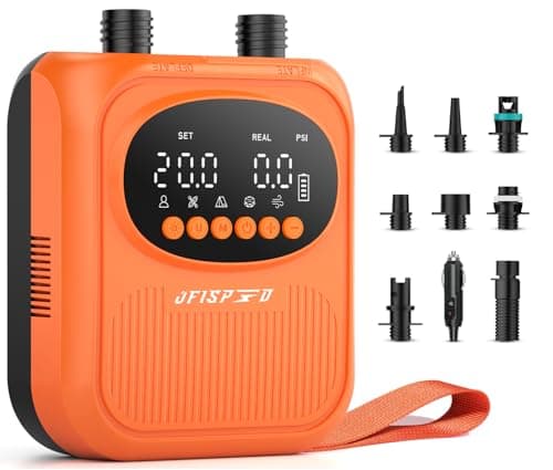 OFISPEED Electric Paddle Board Pump, Rechargeable 20PSI High Pressure SUP Pump with Auto-Off, Dual Stage Inflation & Deflation for Stand Up Paddle Boards, Boat, Tent, Mattress - Image 1