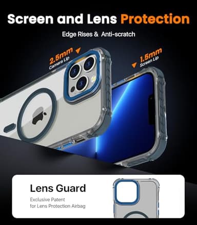 DEERLAMN Strong Magnetic Case for iPhone 15 Pro Max 6.7-Inch,[Compatible with Magsafe] Clear Slim Shockproof Protective Phone Cover for Women Men-Transparent+Blue - Image 7