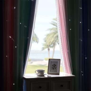 XiDi Pink & Rainbow Curtains for Kids & Girl Rooms - Blackout, Unicorn Wall Decals, Blue & Green, 34x84 Inch - Image 9