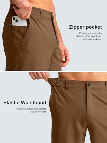 G Gradual Men's Casual Shorts 7" Lightweight Golf Shorts for Men Stretch with 3 Pockets Quick Dry Breathable Work Shorts Brown - Image 3