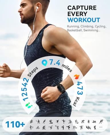 Smart Watch for Women Men- Answer/Make Call, 2025 IP68 Waterproof Fitness Step Tracker Watch with Sleep Monitor/Activity Counter/110+ Sport Mode, Smartwatch for Andriod iPhone iOS Samsung Compatible - Image 3