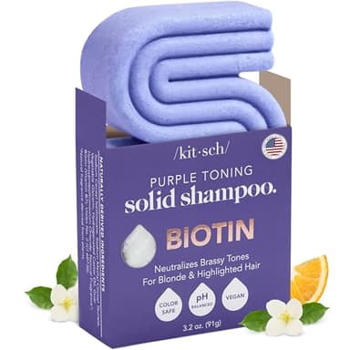 Kitsch Toning Purple Shampoo For Blondes & Color Treated Hair - Shampoo Bar For Women and Men - Biotin Shampoo for Strengthening & Neutralizing Brassy Tones - Vegan, Silicone & Sulfate Free - 3.2 oz - Image 1