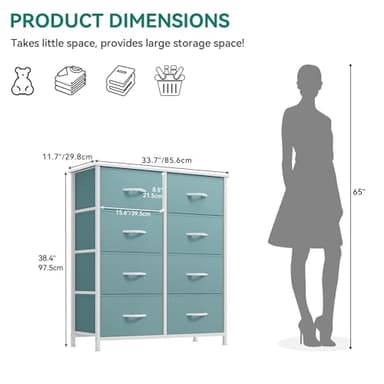 YITAHOME Fabric Dresser for Bedroom, Tall Storage 8 Drawers, Black Dresser & Chest of Drawers, Storage Drawer Organizer for Closet, Bedroom, Living Room - Image 3