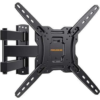 Perlegear Full Motion TV Wall Mount for 26-55 inch Flat or Curved TVs, Wall Mount TV Bracket with Articulating Arm, Swivel, Tilt, Extension, Corner TV Wall Mount Max VESA 400x400mm up to 60 lbs PGMFK3 - Image 1