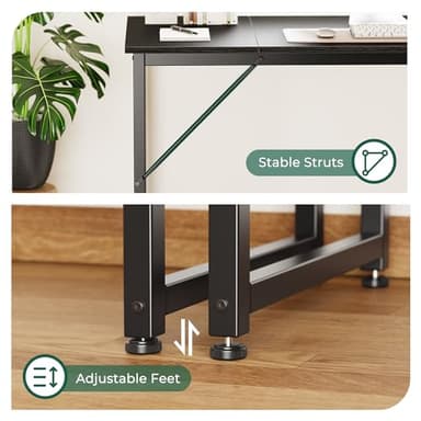 Huuger Modern Simple Office Desk, 63 Inch, Gaming & Writing Desk with Storage, Large Legroom, Metal Frame, Black - Image 8