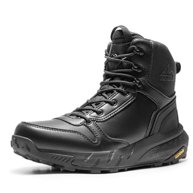 NORTIV 8 Men's Military Tactical Boot Lightweight Comfortable Boots for Work All Day Side Zipper Motorcycle Combat Hiking Boots Metrostrike(8-9 Inches),Size 7.5,Black Leather - Image 9