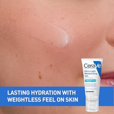 CeraVe Ultra-Light Moisturizing Gel, Hydrating Gel Face Moisturizer For Men & For Women with Ceramides, Niacinamide, Hyaluronic Acid, Fragrance Free, Oil-Free, Mattifying Moisturizer, 1.75 FL Oz - Image 2