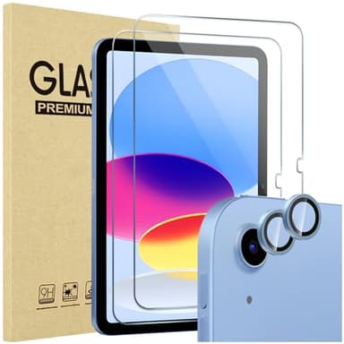 ProCase Screen Protector for iPad A16 2025 11th/10th 2022 Generation (11-inch/10.9), 2 Tempered Glass Films with 2 Camera Lens Protectors -Blue - Image 1