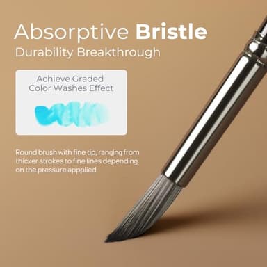 Nicpro 10 PCS Watercolor Paint Brushes, Round Tip Artist Painting Brush Set for Watercolor, Acrylic, Gouache, Inks, Oil and Tempera, 10 Sizes Detail Paint Brush for Fine Art, Craft, Paint by Number - Image 3