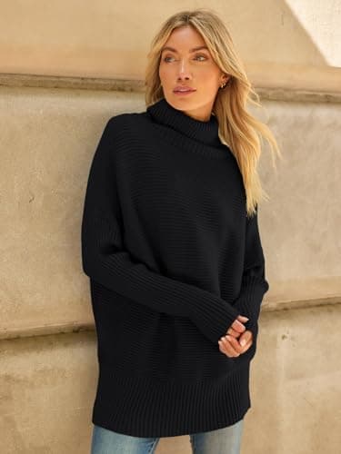 LILLUSORY Womens Turtleneck Oversized Tunic Early Fall Fashion Must Have Sweaters 2025 Casual Long Pullover Plus Size Winter Cute Poncho Cozy Work Old Money Clothes Outfits Clothing Tops Leggings - Image 4