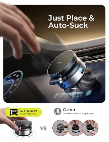 LISEN for iPhone 17 Portable Electric Vacuum Suction Phone Holder for MagSafe, Suction Cup Phone Mount Foldable Only on Mirror/Smooth Surface for iPhone 17 Pro Max Air /16/15/14/13/12 - Image 3