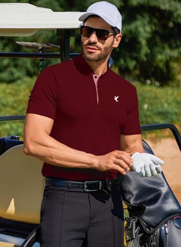 JMIERR Mens Golf Polo Shirts Dry Fit Moisture Wicking Quick Dry Short Sleeve Casual Collared Polos T Shirts for Men, XL, Red - Image 3