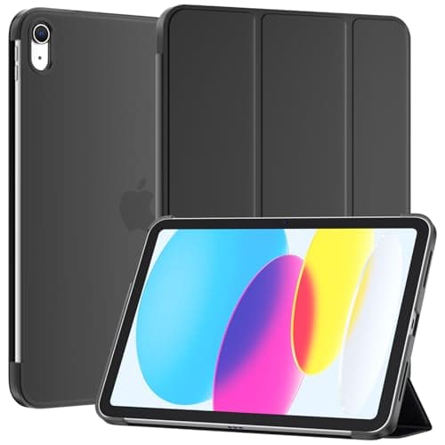 SUPFINE for iPad (A16) 11th Generation Case 11 inch 2025 & iPad 10th Generation Case 10.9 inch 2022, Slim Stand Hard PC Translucent Back Shell Cover (Support Touch ID, Auto Wake/Sleep), Black - Image 1