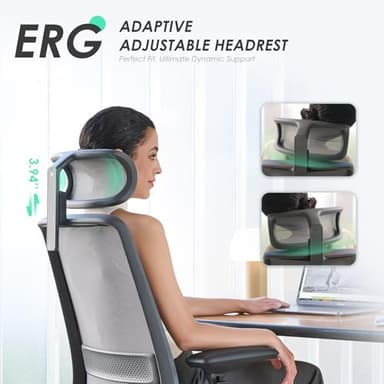 COLAMY Ergonomic Office Chair, High Back Computer Executive Desk Chair with Lumbar Support, Adjustable Headrest and 4D Arms, Slide Seat-BlackGrey - Image 7
