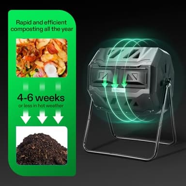VIVOSUN Outdoor Tumbling Composter Dual Rotating Batch Compost Bin, 43 Gallon Black Door - Image 8