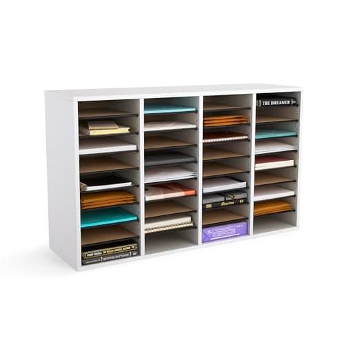 Safco Wooden Paper and Mail Organizer for Home Office and Classroom, Adjustable Shelves and Stackable - Image 1