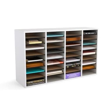 Safco Wooden Paper and Mail Organizer for Home Office and Classroom, Adjustable Shelves and Stackable - Image 1