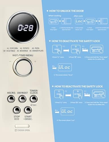 COMFEE Retro Ovens, Small 9 Preset Programs, 0.9 cu.ft Countertop Compact Microwaves with Multi-Stage Cooking, Mute Function, LED Digital, Apricot/900W, CMO-MMP02AA(at), Apricot - Image 7