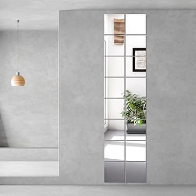 Delma Home Gym Mirrors, 12'' x 12'' Glass Mirror Tiles (16 PCS), Square Large Wall Mirror for Home Gym, Bedroom, Door,Bathroom, Frameless Mirror Sets - Image 5
