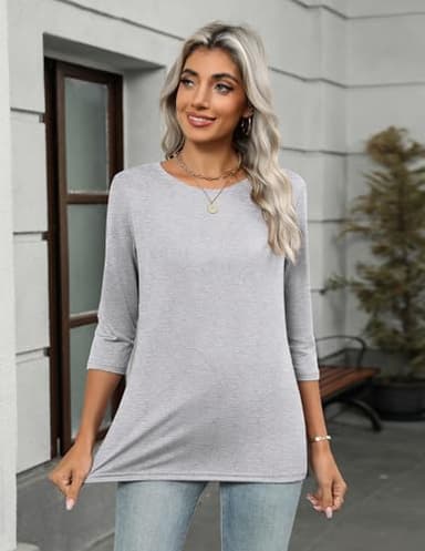Zeagoo 3/4 Sleeve Shirt Basic Tees Womens Summer Tops Loose Fit 3 Pack Crewneck Casual Blouses Tredy Clothing Plain Tops - Image 6