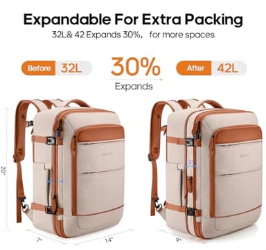 Bagsure Travel Backpack Carry On Backpack 42L Flight Approved, Expandable Laptop Backpack with Packing Cubes & Shoe Pocket, Water Resistant Luggage Backpack for Men Women, TSA Approved, Large Backpack - Image 2