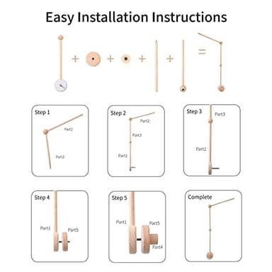 Baby Crib Mobile Arm,HBM Wooden Mobile Arm for Crib Mobile Hanger for Crib Baby Girl Nursery Decor - Image 5