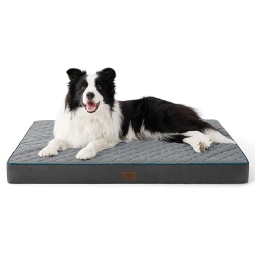 Bedsure Orthopedic Dog Bed Large Sized Dog - Memory Foam Pet Mattress with Removable Washable Cover and Egg Crate Foam, Thick Flat Suitable for Pet Up to 65 lbs, 36x27x3.5 Inches, Grey - Image 1