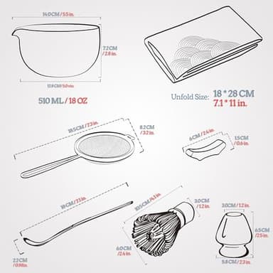 TEANAGOO Matcha Whisk Set Black,7 Pcs Matcha Set,Matcha Kit for Ceremony,Tradition Tea Set for Making Breakfast/Latte,Matcha Whisk Set with Bowl(Chawan)/Whisk and Holder,Gift for Family/Friend - Image 8