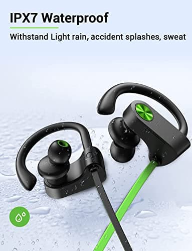 Stiive Bluetooth Headphones, 5.3 Wireless Sports Earbuds IPX7 Waterproof with Mic, Stereo Sweatproof in-Ear Earphones, Noise Cancelling Headsets for Gym Running Workout, 16 Hours Playtime - GreenBlack - Image 5
